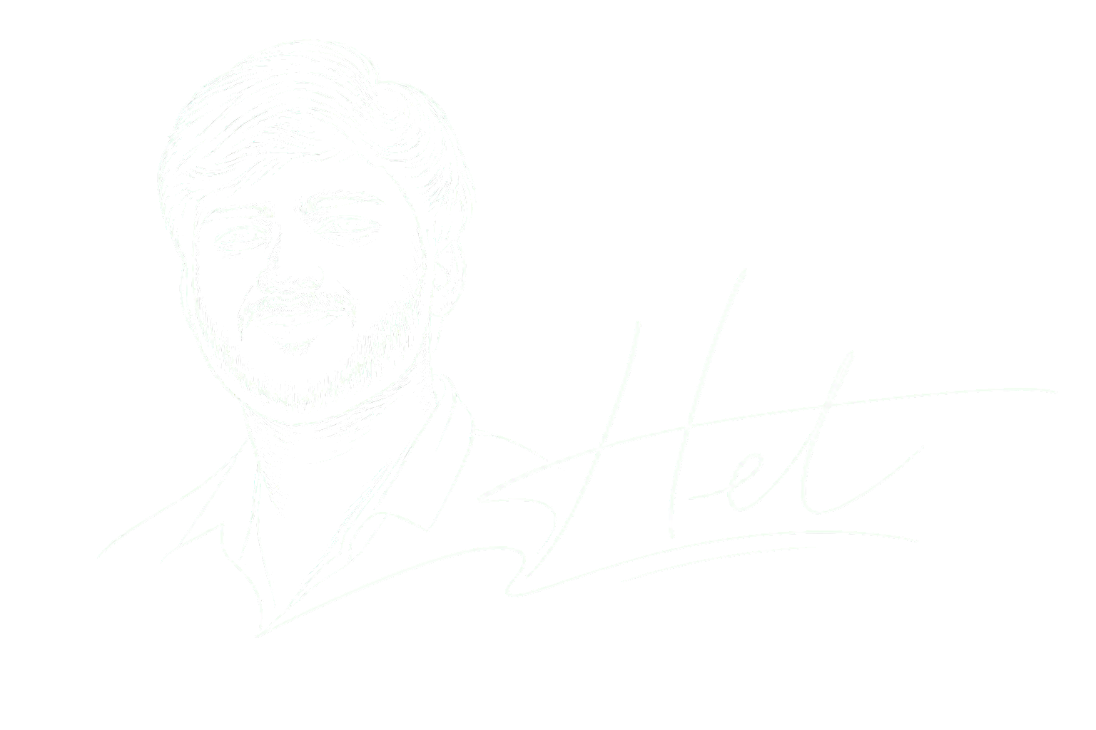 Illustrated portrait and signature of Het Prajapati